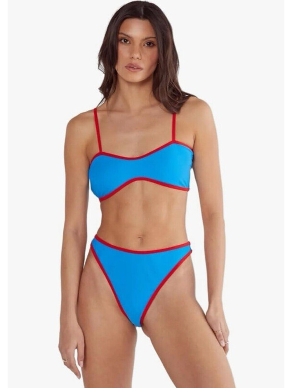 Nasty Gal Womens Blue Red Trim Bikini Top Swimwear US 6 EU 38 UK 10 New With Tag